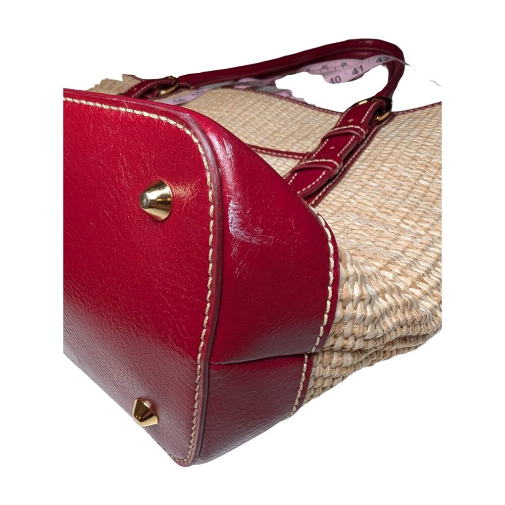 Maxx New York Women’s Raffia Straw Red Leather Large Tote Shoulder Handbag Boho - Picture 16 of 16
